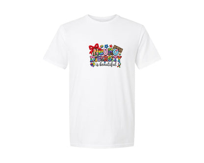 brand:Generic|color:White|Yarn Neurodiversity Is Beautiful Autism Graphic T-Shirt
