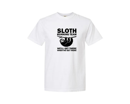 brand:Comfort Colors|color:White|Sloth Running Team T Shirt 2 Graphic T-Shirt