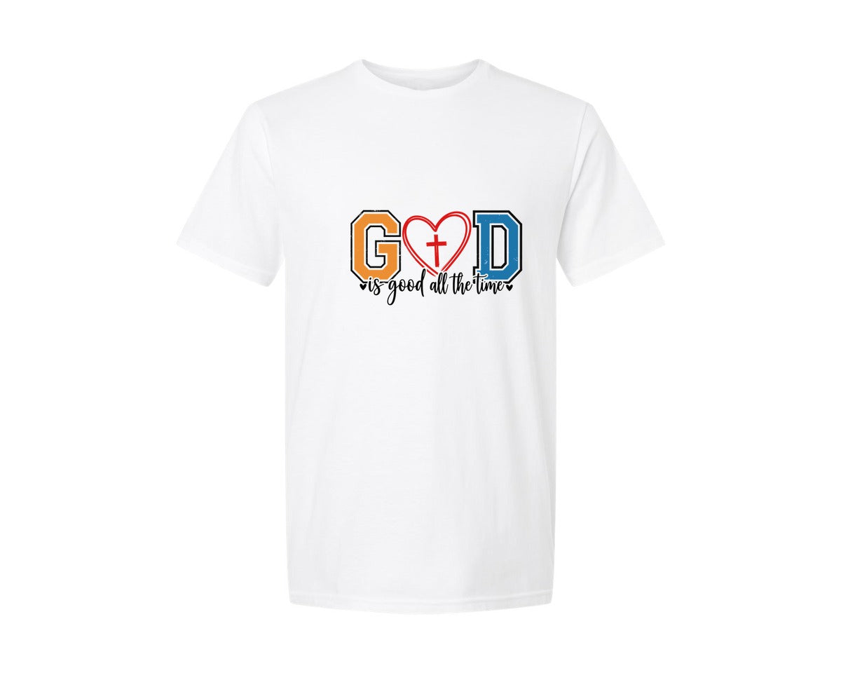 brand:Generic|color:White|God Is Good Heart Design Graphic T-Shirt