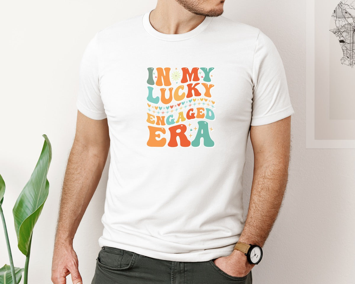 brand:Bella Canvas|color:White|In My Lucky Engaged Era 2 Graphic T-Shirt