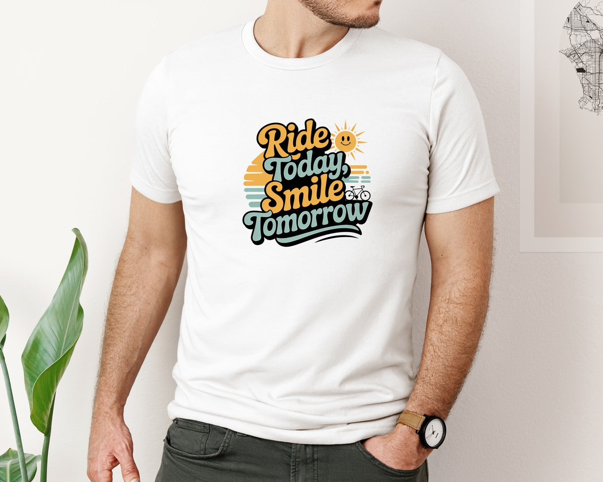 brand:Bella Canvas|color:White|Retro Cycling Ride Today Shirt Graphic T-Shirt