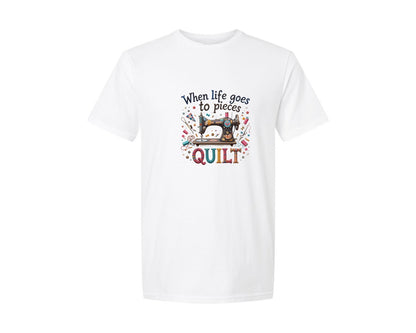 brand:Generic|color:White|Quilting When Life Goes To Pieces Graphic T-Shirt