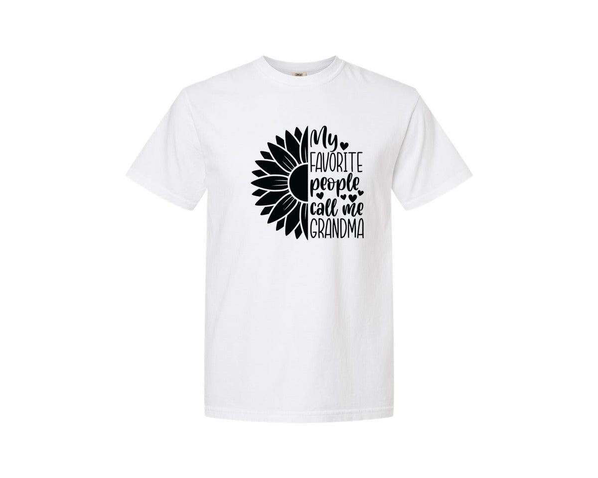 brand:Comfort Colors|color:White|Grandma Sunflower Grandma Graphic T-Shirt