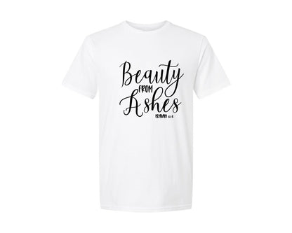 brand:Generic|color:White|Beauty From Ashes Christian Graphic T-Shirt