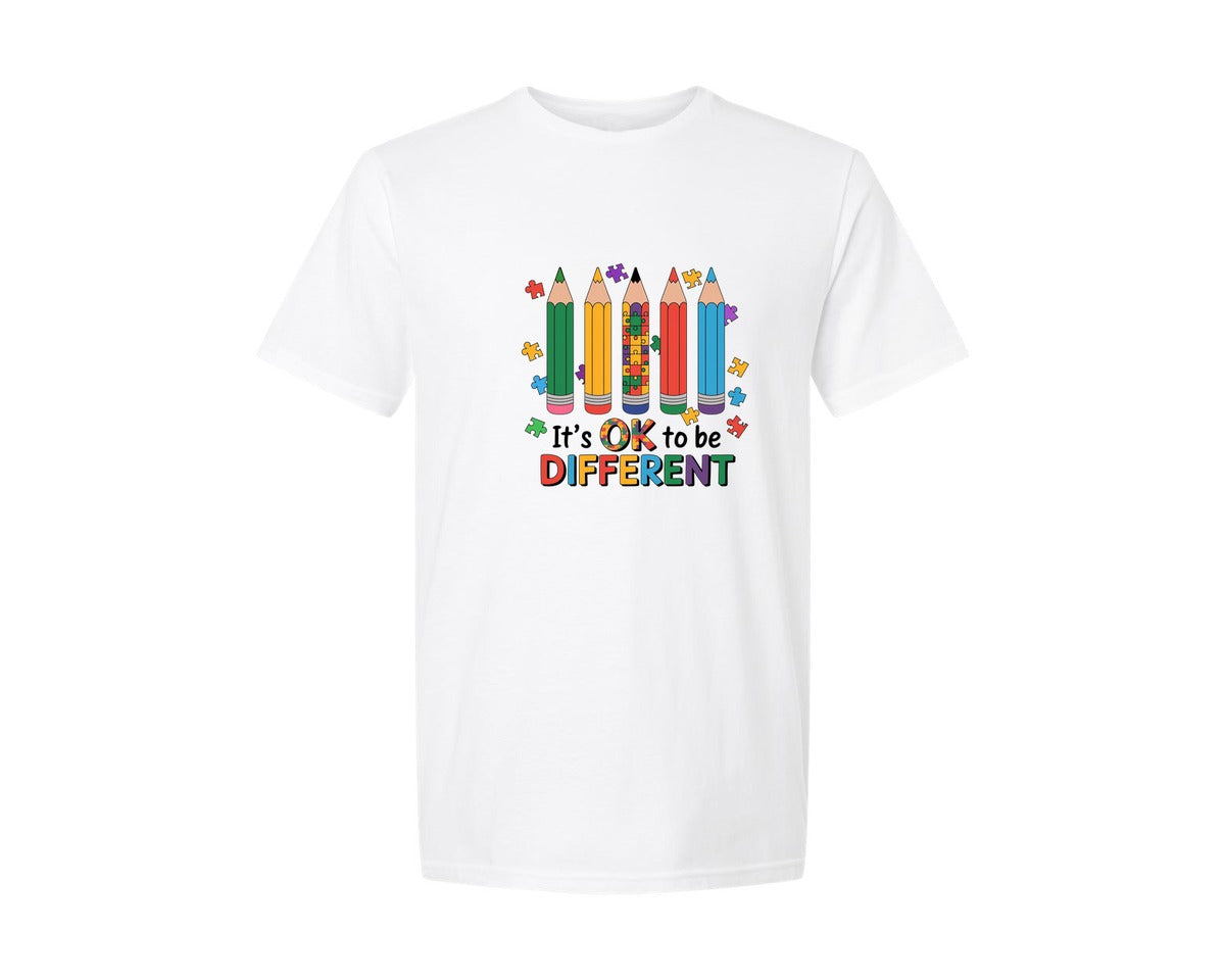 brand:Generic|color:White|Its Ok To Be Different Graphic T-Shirt