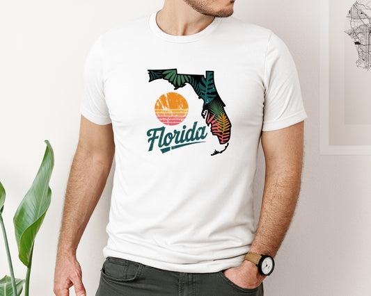 Retro Tropical Florida Map Graphic T-Shirt