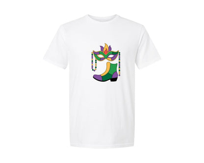 brand:Generic|color:White|Mardi Gras Shrimp Boot Mardi Gras Pn 2 Graphic T-Shirt