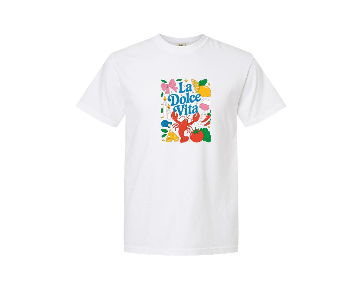 brand:Comfort Colors|color:White|La Dolce Vita Italy Italian Summer Graphic T-Shirt