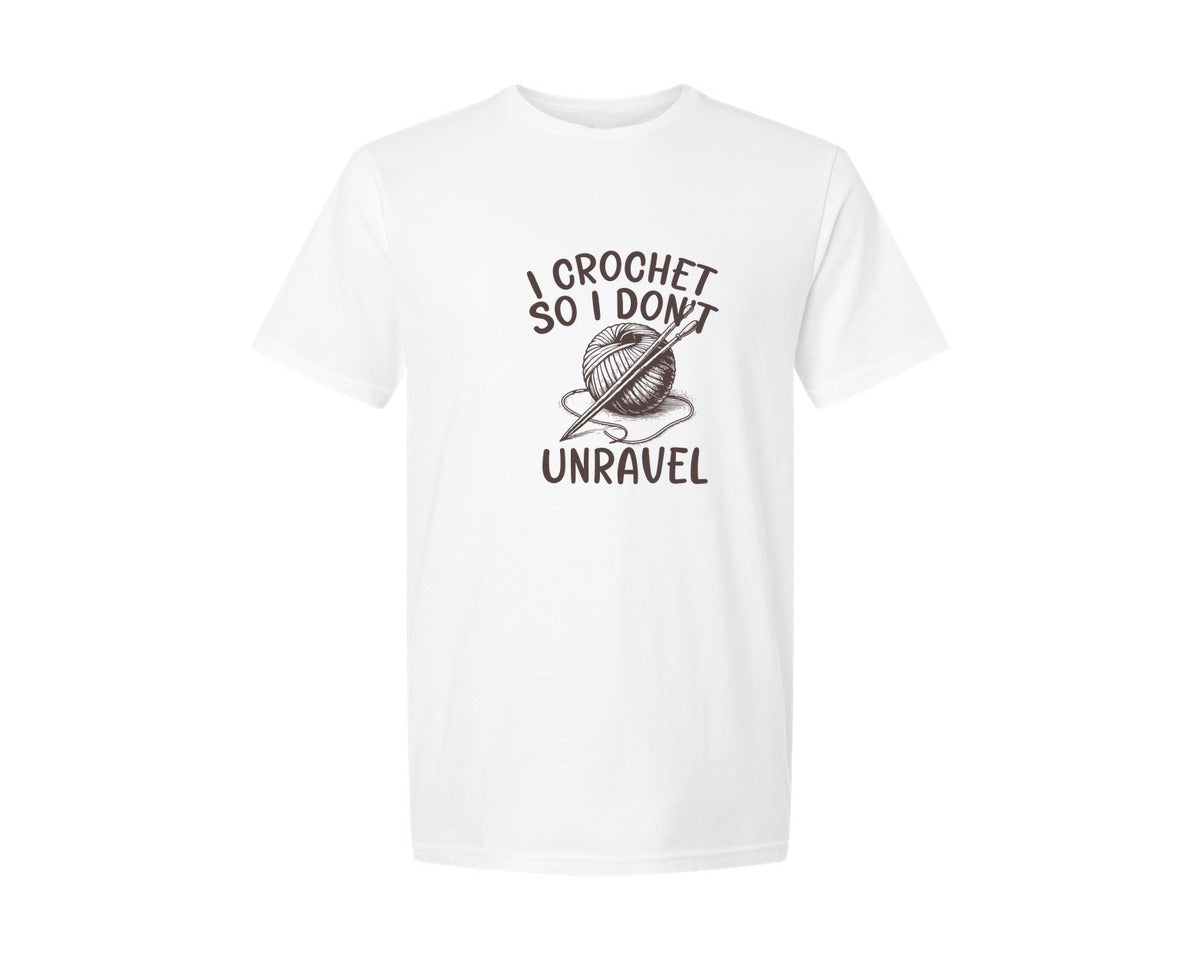 brand:Generic|color:White|I Crochet So I Dont Unravel Crochet Graphic T-Shirt
