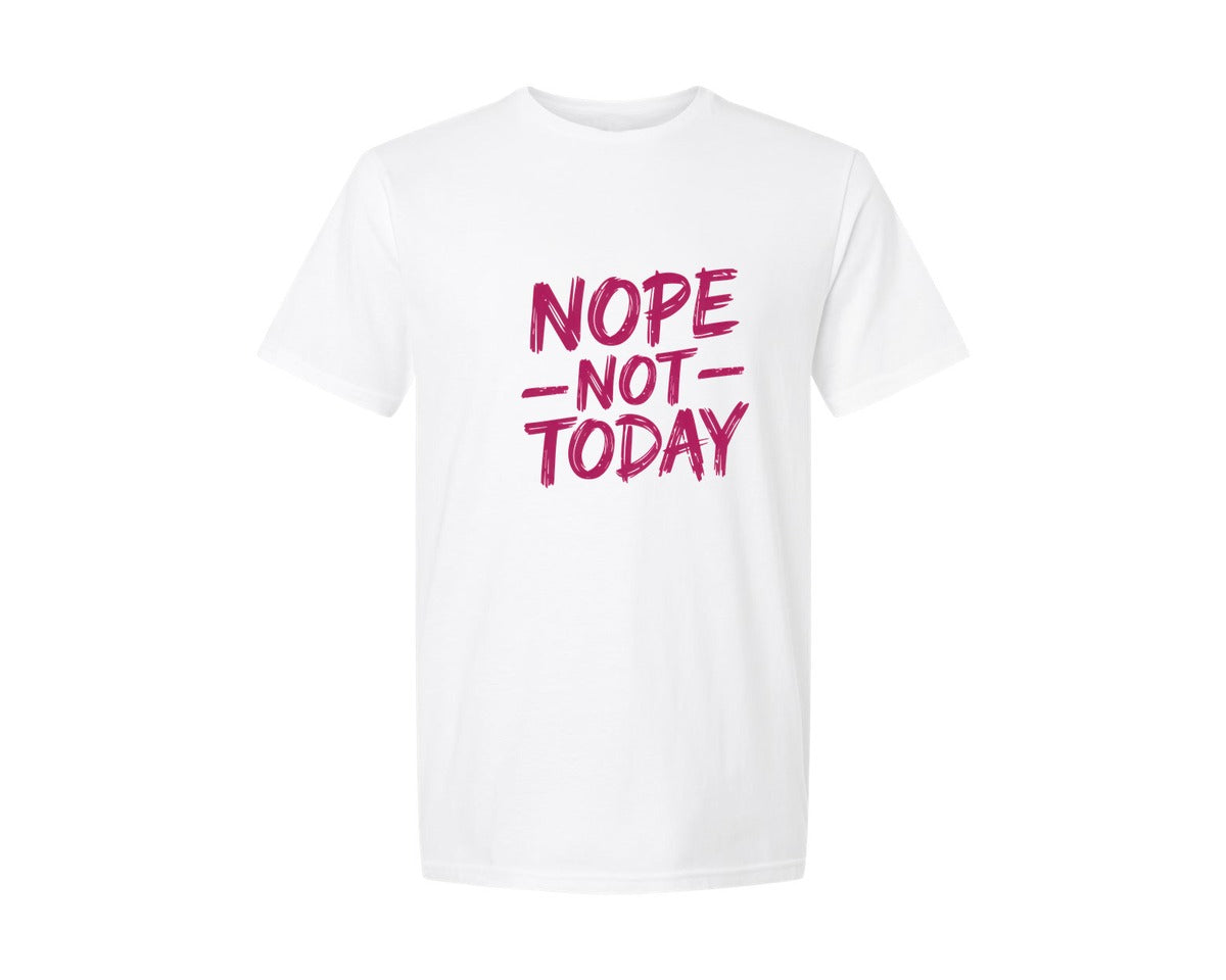 brand:Generic|color:White|Pink Nope Not Today Funny Quote Graphic T-Shirt