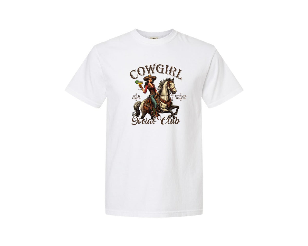 brand:Comfort Colors|color:White|Cowgirl Social Club Cowgirl Graphic T-Shirt