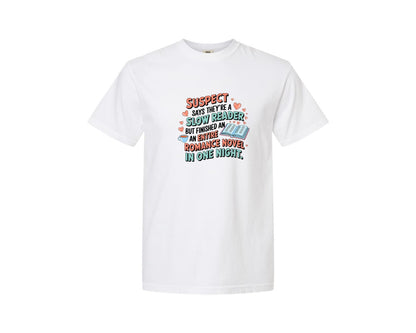 brand:Comfort Colors|color:White|Suspect Claims Reading Lover Bookish 2 Graphic T-Shirt