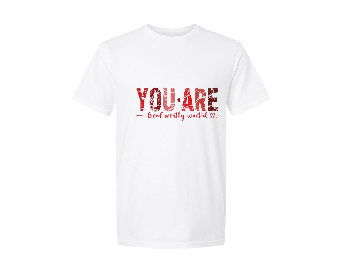 brand:Generic|color:White|Sleeve Design You Are Loved Val Graphic T-Shirt