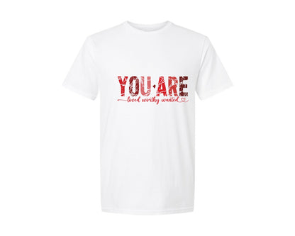 brand:Generic|color:White|Sleeve Design You Are Loved Val Graphic T-Shirt