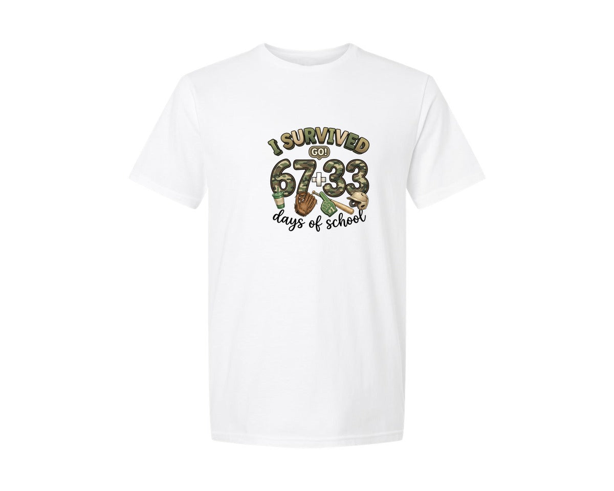 brand:Generic|color:White|I Survived 6733 Days Of School 2 Graphic T-Shirt