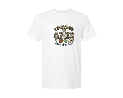 brand:Generic|color:White|I Survived 6733 Days Of School 2 Graphic T-Shirt