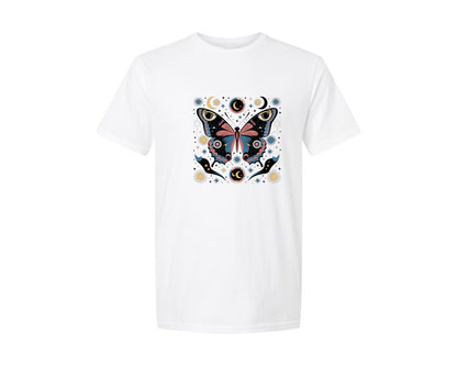 brand:Generic|color:White|Mystical Celestial Butterfly Art Cosmic Graphic T-Shirt