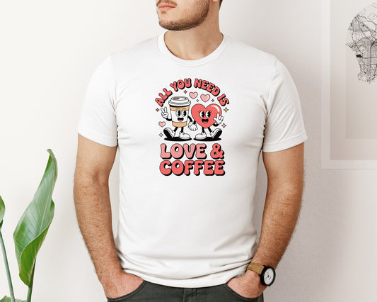 Cute Coffee Cup Heart Graphic T-Shirt