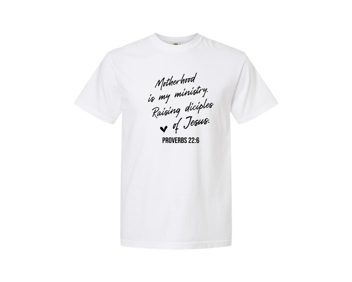 brand:Comfort Colors|color:White|Christian Mom Motherhood Is Kingdom Graphic T-Shirt