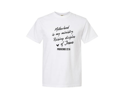 brand:Comfort Colors|color:White|Christian Mom Motherhood Is Kingdom Graphic T-Shirt