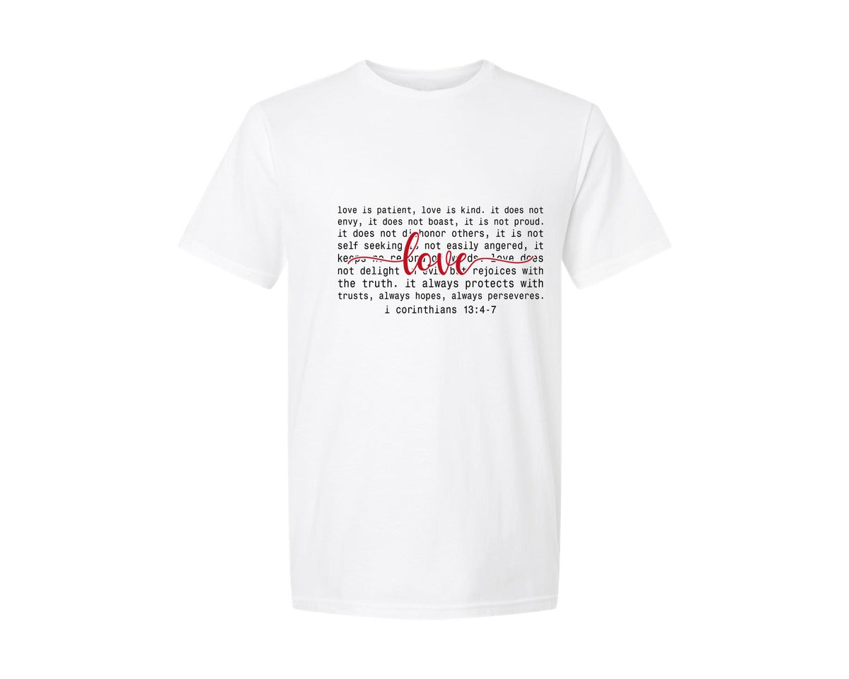 brand:Generic|color:White|Love Is Patient Valentine Heart 7 Graphic T-Shirt