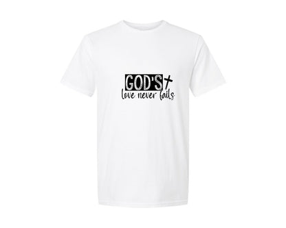brand:Generic|color:White|Gods Love Never Fails Sleeve Design 2 Graphic T-Shirt