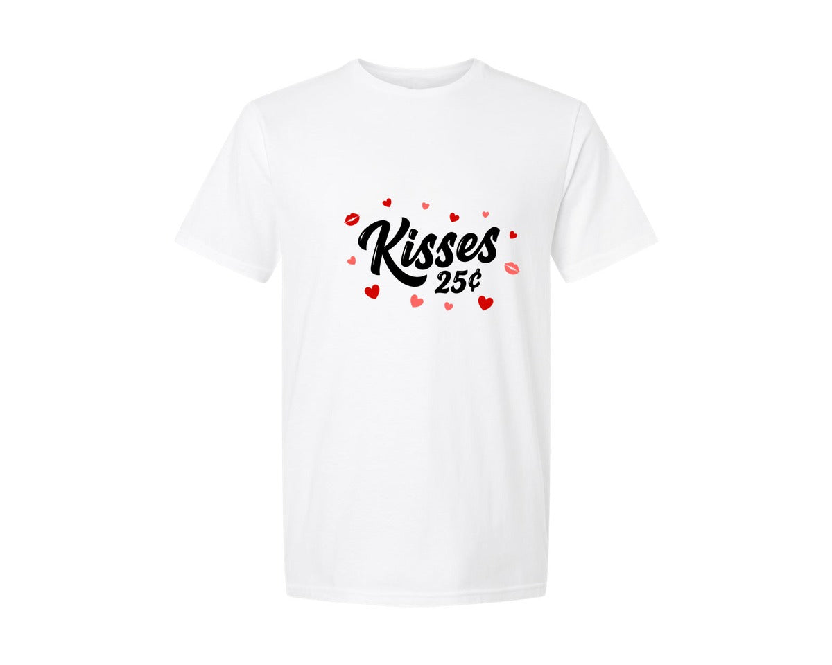 brand:Generic|color:White|Kisses Twenty Five Cents Graphic T-Shirt