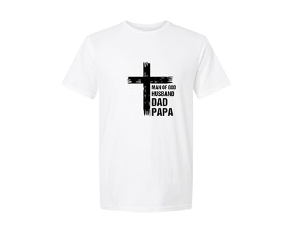 brand:Generic|color:White|Man Of God Husband Dad Papa Shirtchrist Graphic T-Shirt