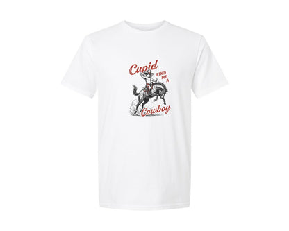brand:Generic|color:White|Cowboy Cupid Western Valentine Graphic T-Shirt