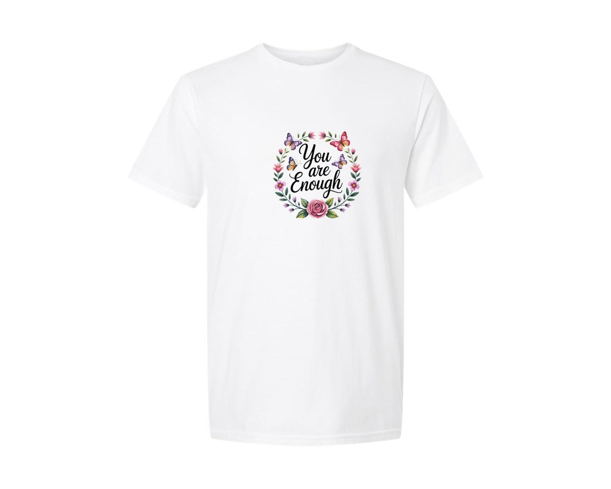 brand:Generic|color:White|You Are Enough Motivation Typography Graphic T-Shirt
