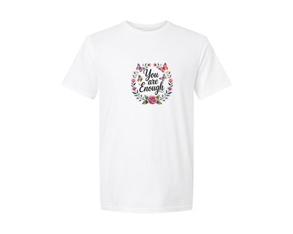 brand:Generic|color:White|You Are Enough Motivation Typography Graphic T-Shirt