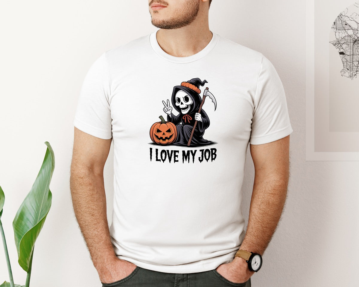 brand:Bella Canvas|color:White|I Love My Job Design Graphic T-Shirt