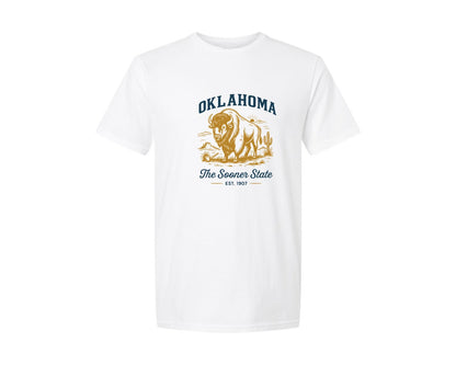 brand:Generic|color:White|Oklahoma The Sooner State Est 1907 Graphic T-Shirt