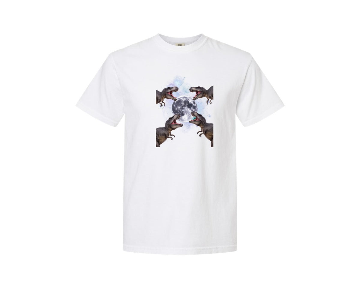 brand:Comfort Colors|color:White|T Rex Roar Full Moon 2 Graphic T-Shirt
