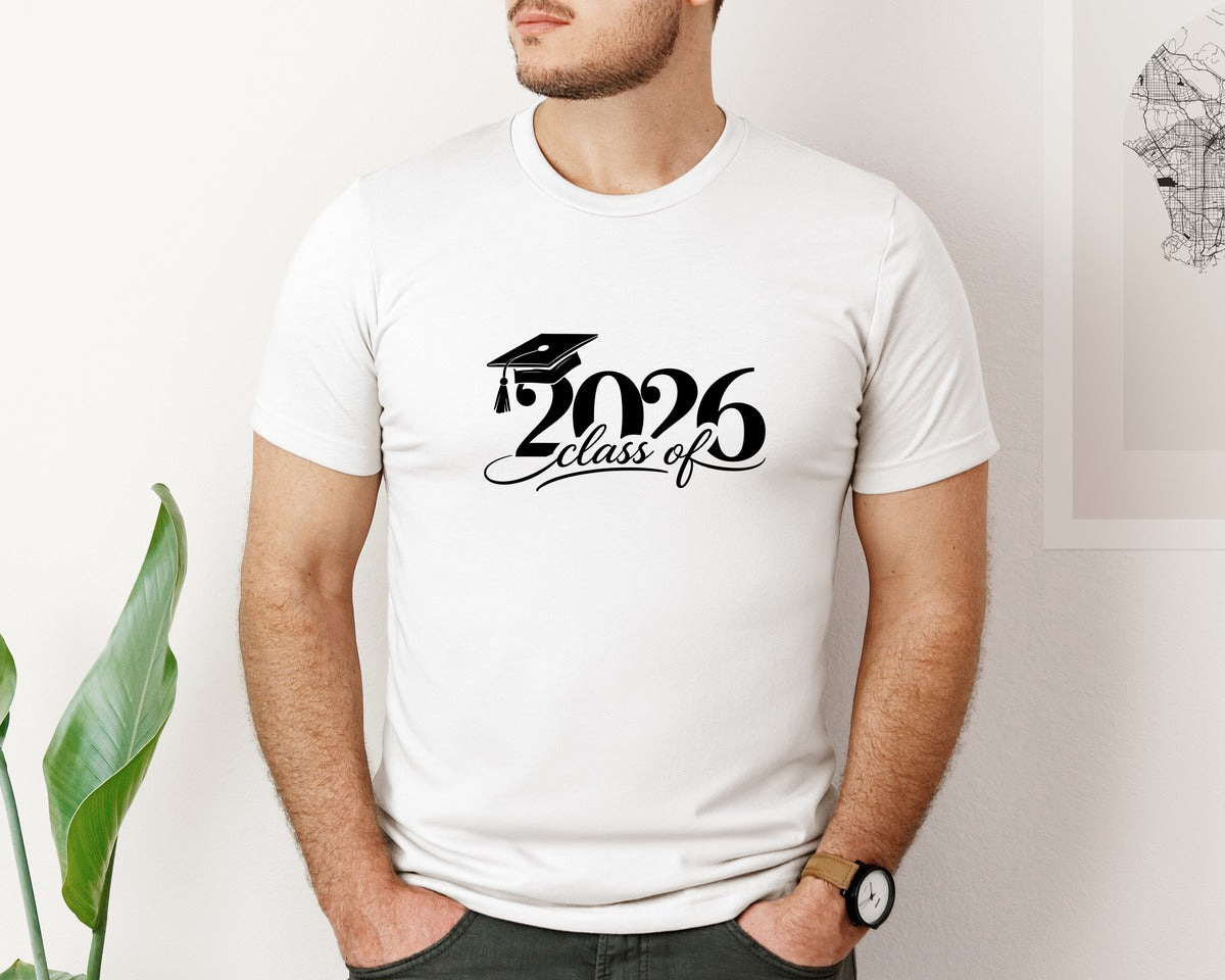 brand:Bella Canvas|color:White|Class Of 2026 Script Graphic T-Shirt