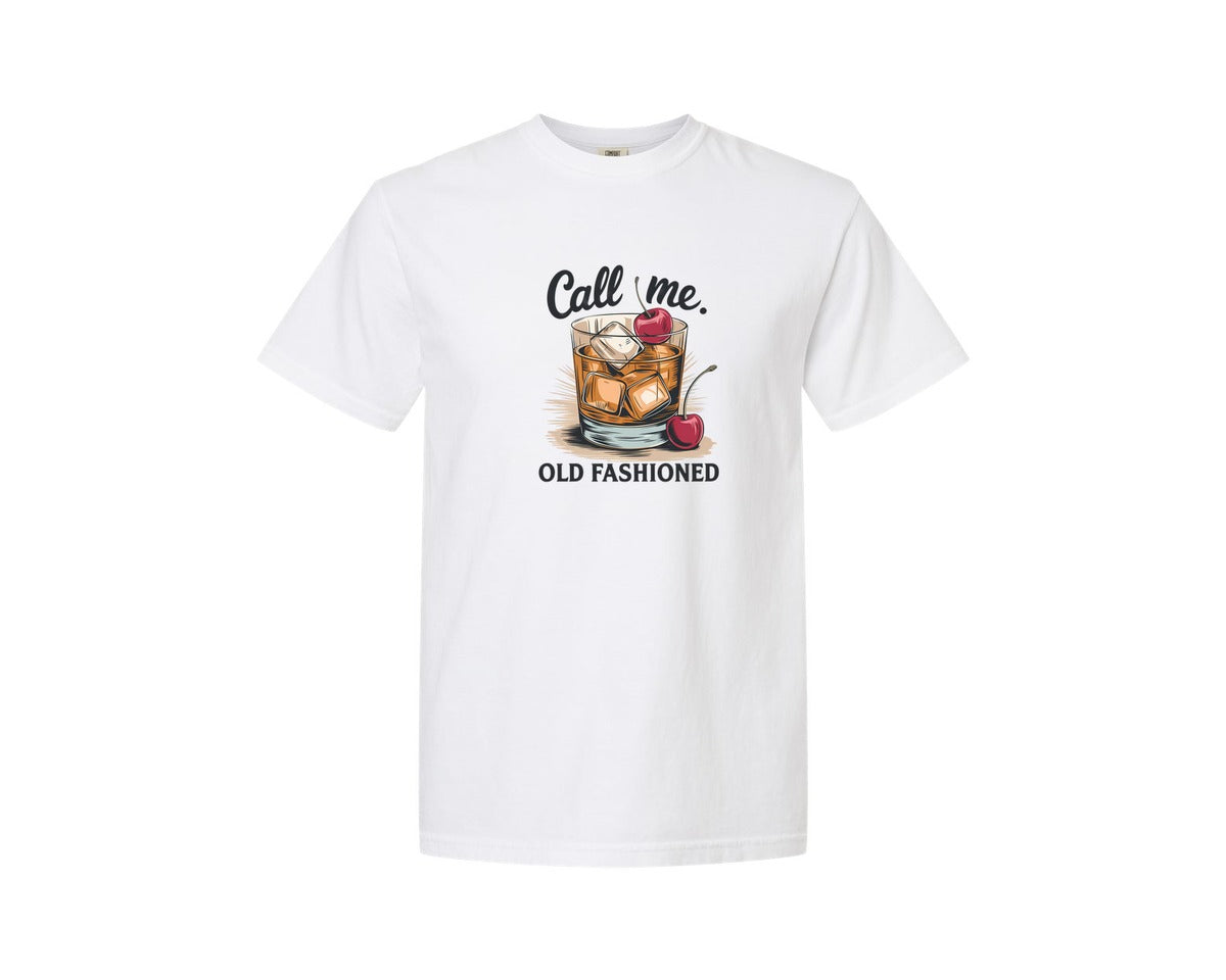brand:Comfort Colors|color:White|Call Me Old Fashioned Retro Whiskey 2 Graphic T-Shirt