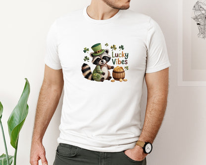 brand:Bella Canvas|color:White|Lucky Vibes St Patricks 13 Graphic T-Shirt