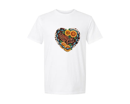 brand:Generic|color:White|Western Sunflower Heart 2 Graphic T-Shirt