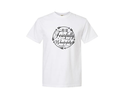 brand:Comfort Colors|color:White|You Are Fearfully And Sleeve Design Graphic T-Shirt
