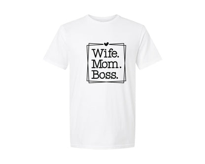 brand:Generic|color:White|Wife Mom Boss Funny Mom Graphic T-Shirt