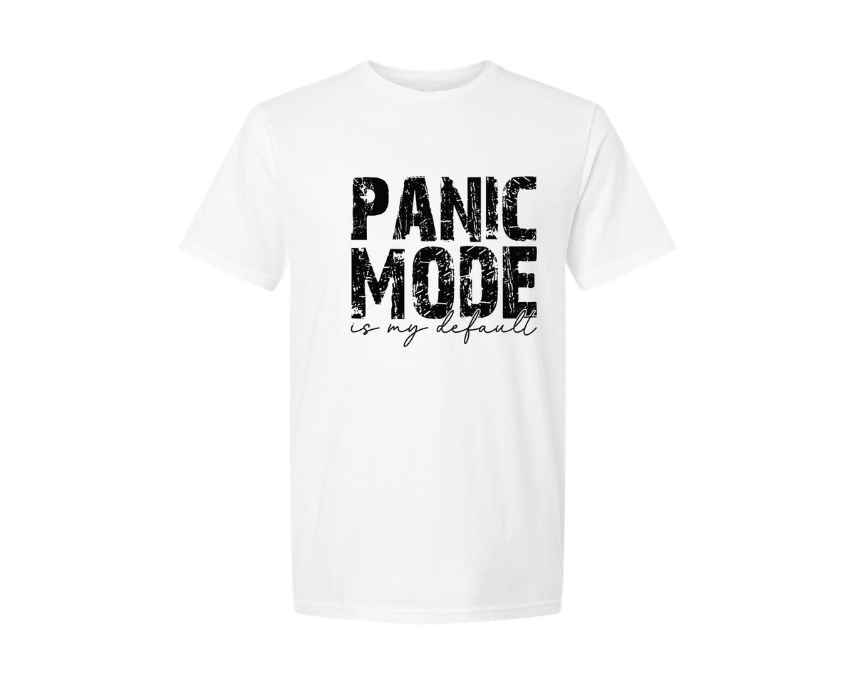 brand:Generic|color:White|Panic Mode Grunge Mental Health Graphic T-Shirt