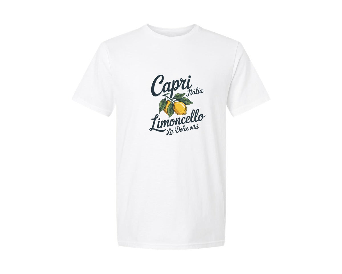 brand:Generic|color:White|Capri Limoncello Italian Cocktail Graphic T-Shirt