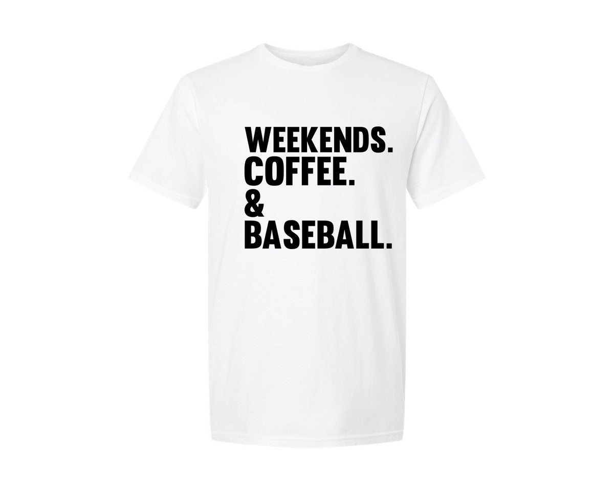 brand:Generic|color:White|Weekends Coffee Baseball Tshirt Design Graphic T-Shirt