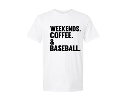 brand:Generic|color:White|Weekends Coffee Baseball Tshirt Design Graphic T-Shirt