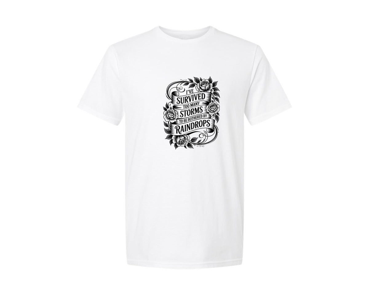 brand:Generic|color:White|Ive Survived Too Many Storms Tshirt Graphic T-Shirt