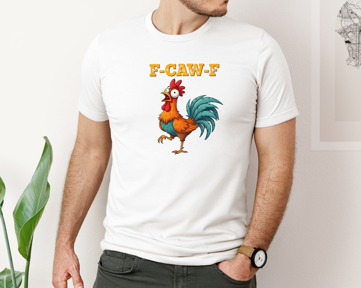 brand:Bella Canvas|color:White|Funny F Caw F Chicken 2 Graphic T-Shirt