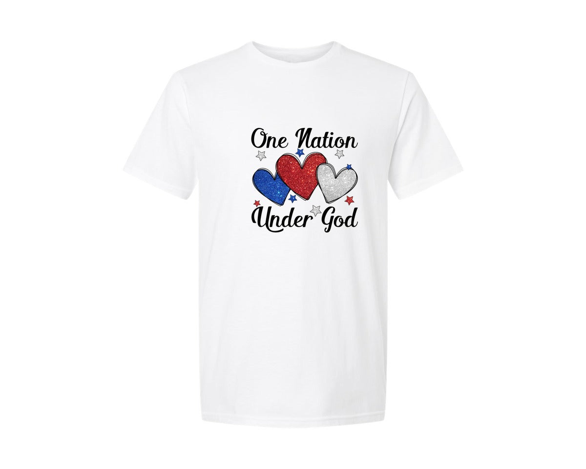 brand:Generic|color:White|One Nation Under God Christian 3 Graphic T-Shirt