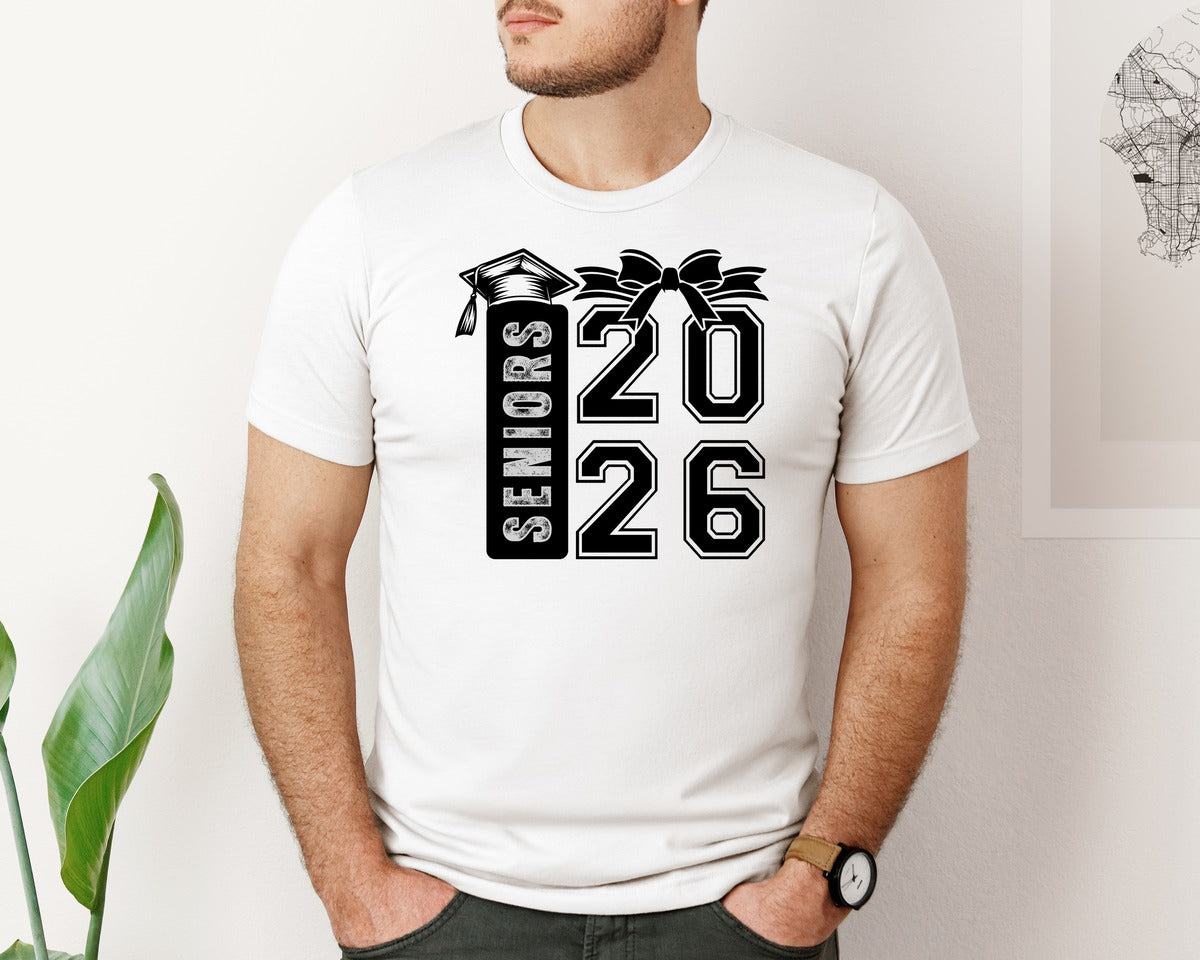 brand:Bella Canvas|color:White|Seniors 2026 Graduation Graphic T-Shirt