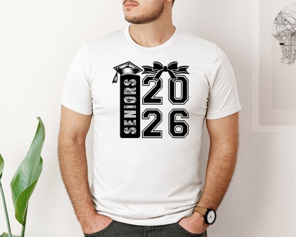 brand:Bella Canvas|color:White|Seniors 2026 Graduation Graphic T-Shirt