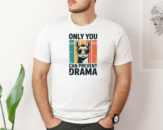 Funny Llama Sunglasses Drama Prevention Graphic T-Shirt